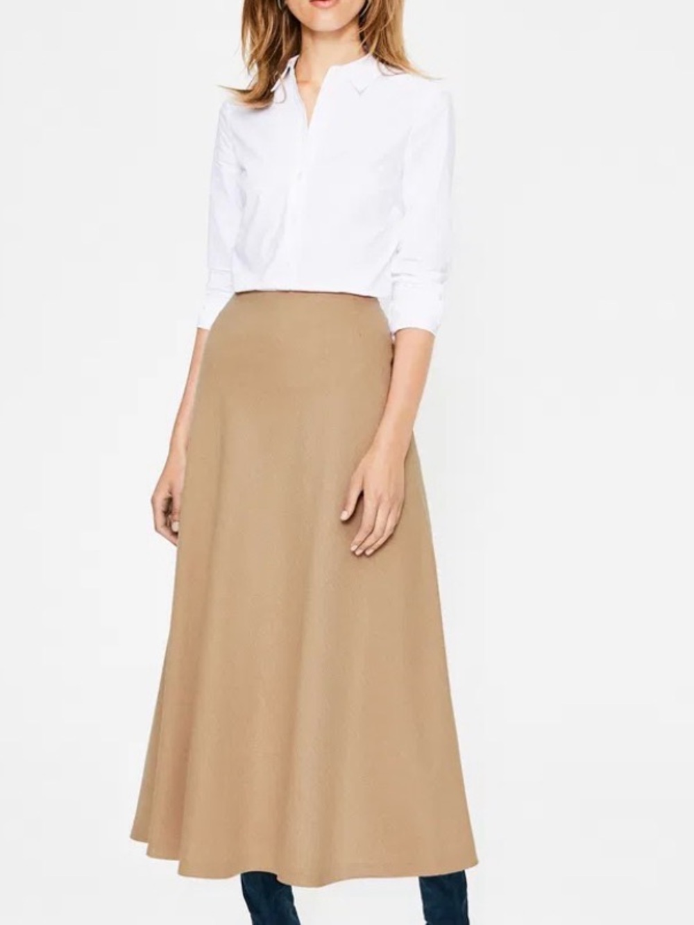 Boden British Tweed A-Line Maxi Skirt, Camel color